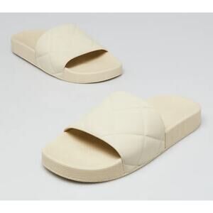 Bottega Veneta Sandals Womens 7 The Slider Patterned Rubber Slide White